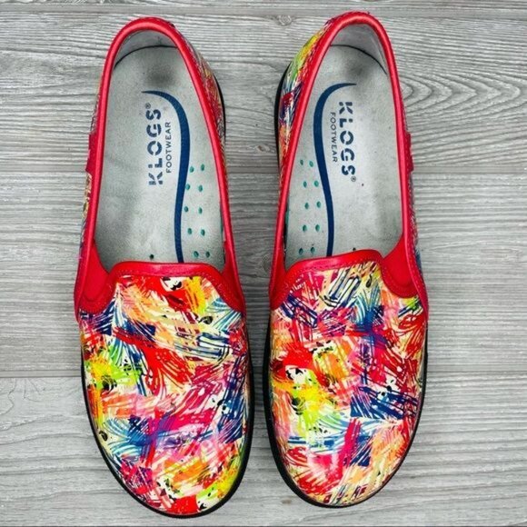 Firework paint splatter design klogs clogs flat shoes work slip resistant slip o - Picture 4 of 7